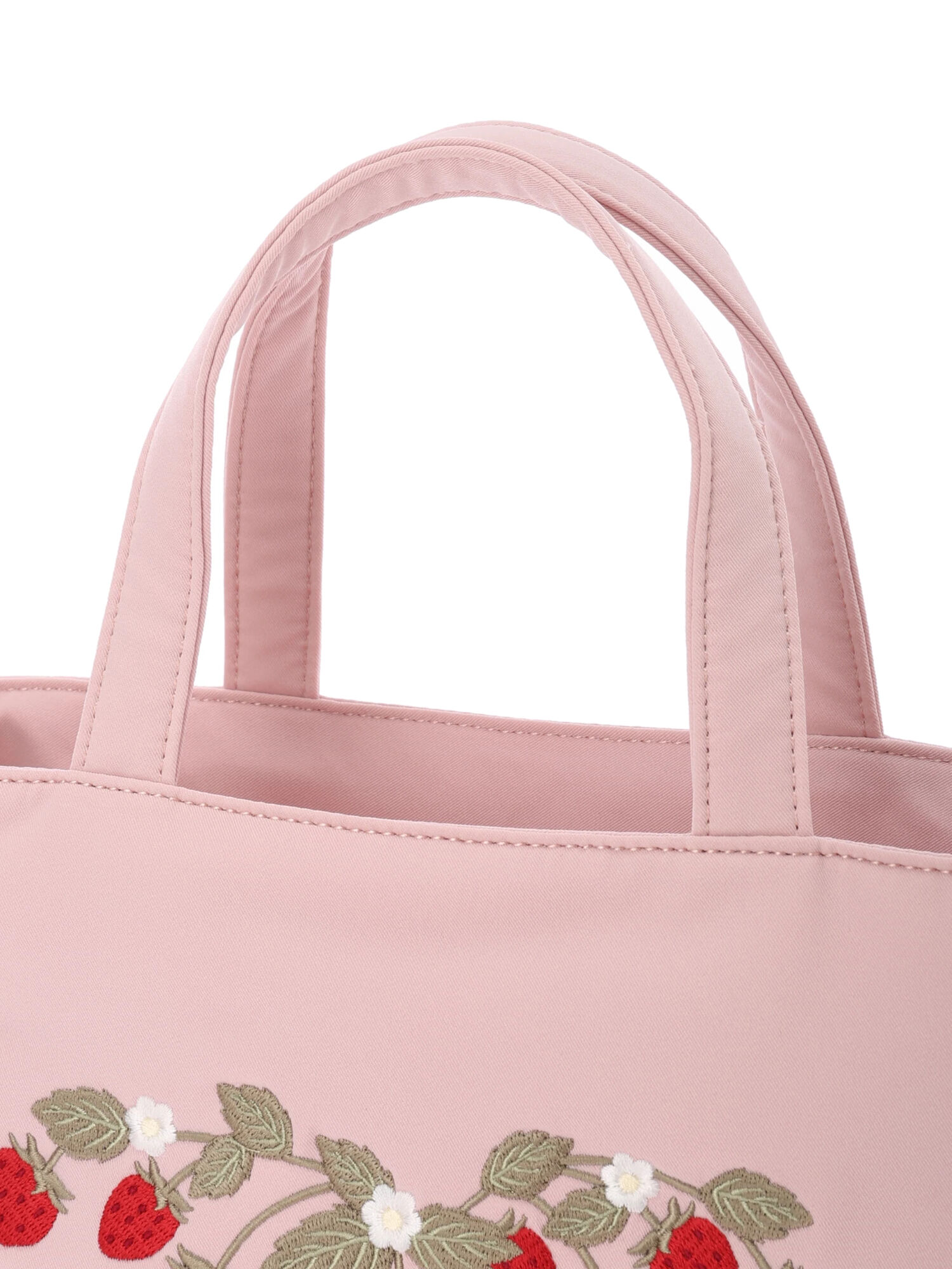 いちご刺繍サイドポケットトートバッグ（ピンク） / Maison de FLEUR 