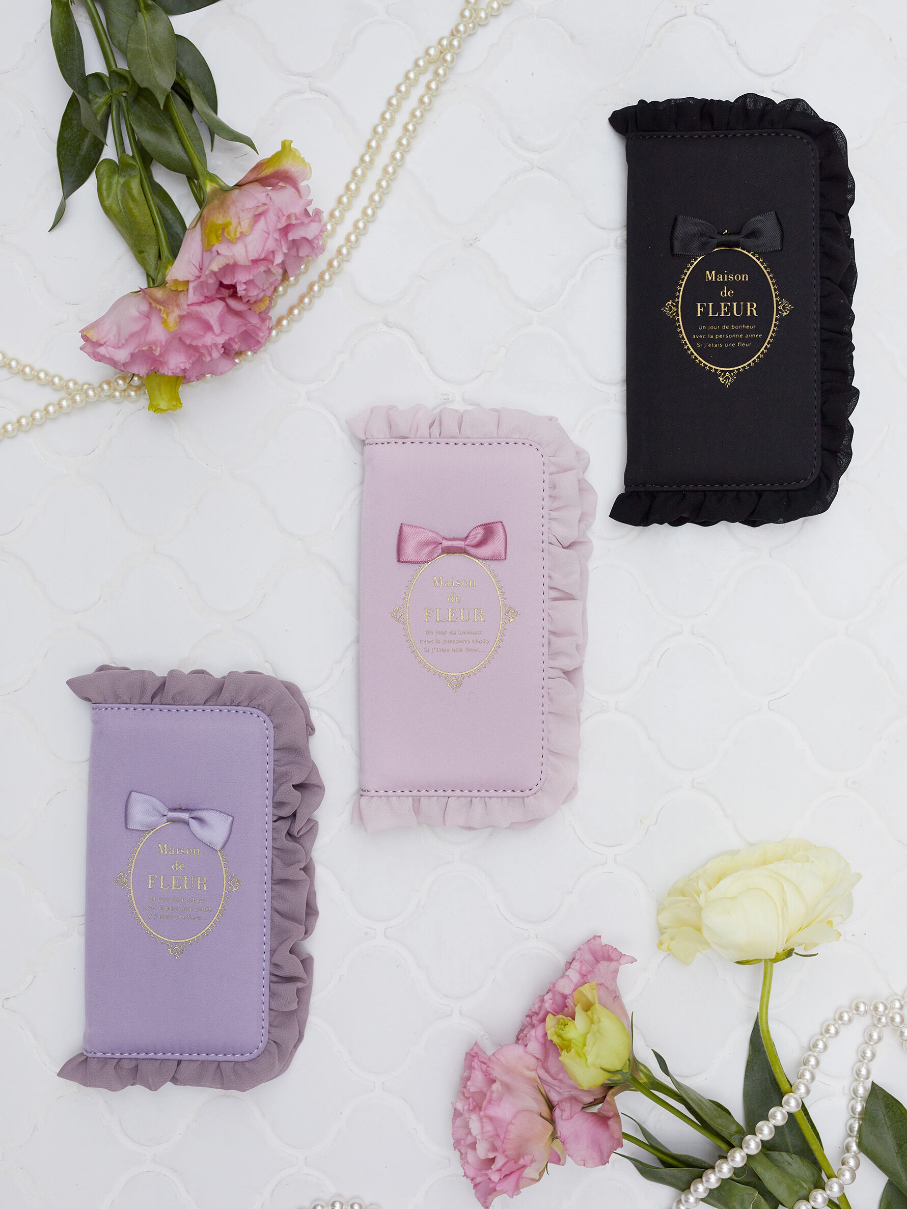 Maison de FLEUR リボン フローラル フリル iPhoneケース