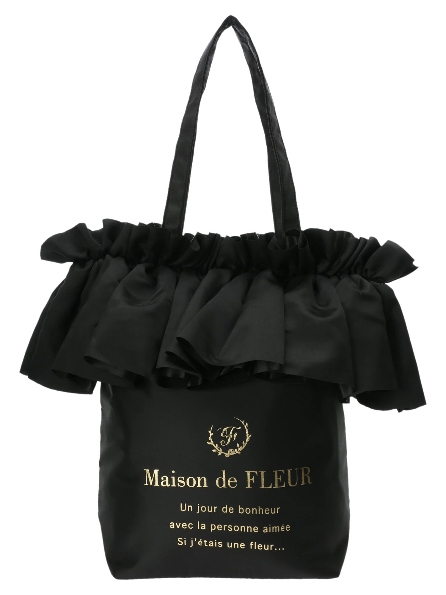 ギャザーフリルMトートバッグ（ブラック/ピンク） / Maison de FLEUR