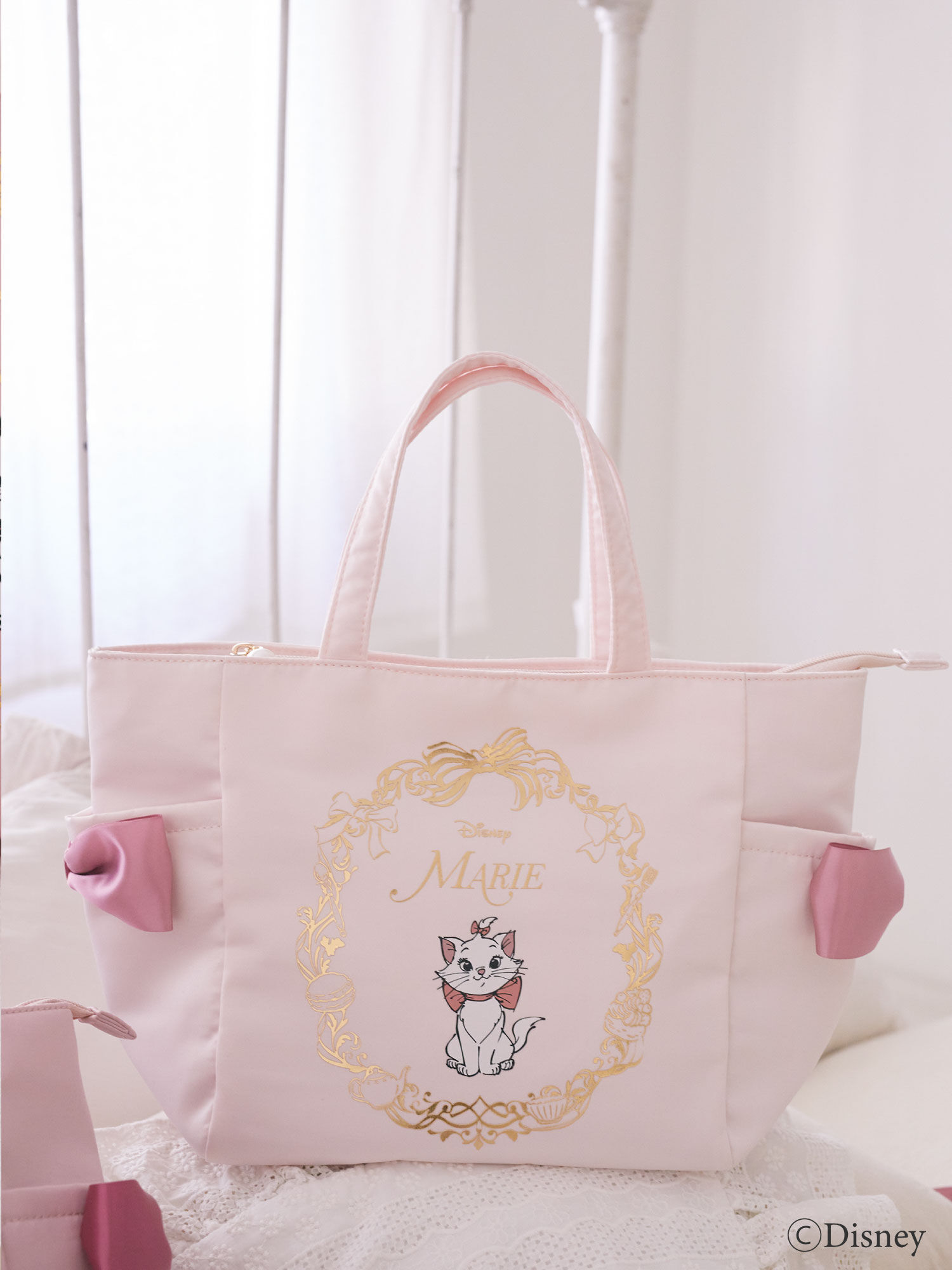 予備生産分】DisneyMarie/サイドポケットトートバッグ（ライトピンク