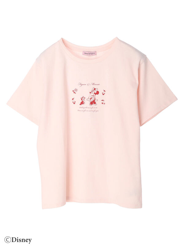 Minnie&Figaro/Tシャツ（ホワイト/ピンク） / Maison de FLEUR