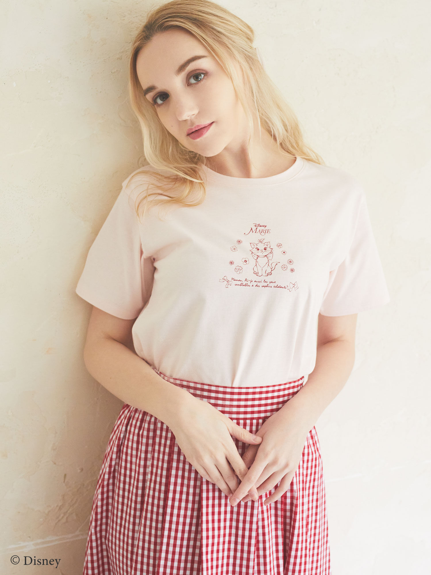 Disney Marie/Tシャツ（ホワイト/ピンク） / Maison de FLEUR