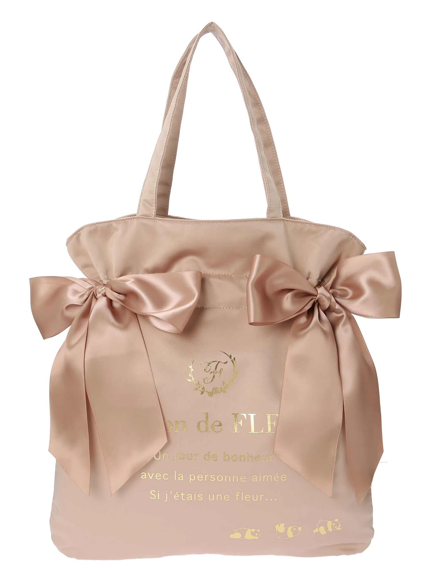 パンダダブルリボントートバッグ(ベージュ/ピンクベージュ) / Maison de FLEUR(メゾンドフルール)のレディースバッグ・ポーチ【8A22F0J7400】|ファッション通販のSTRIPE CLUB