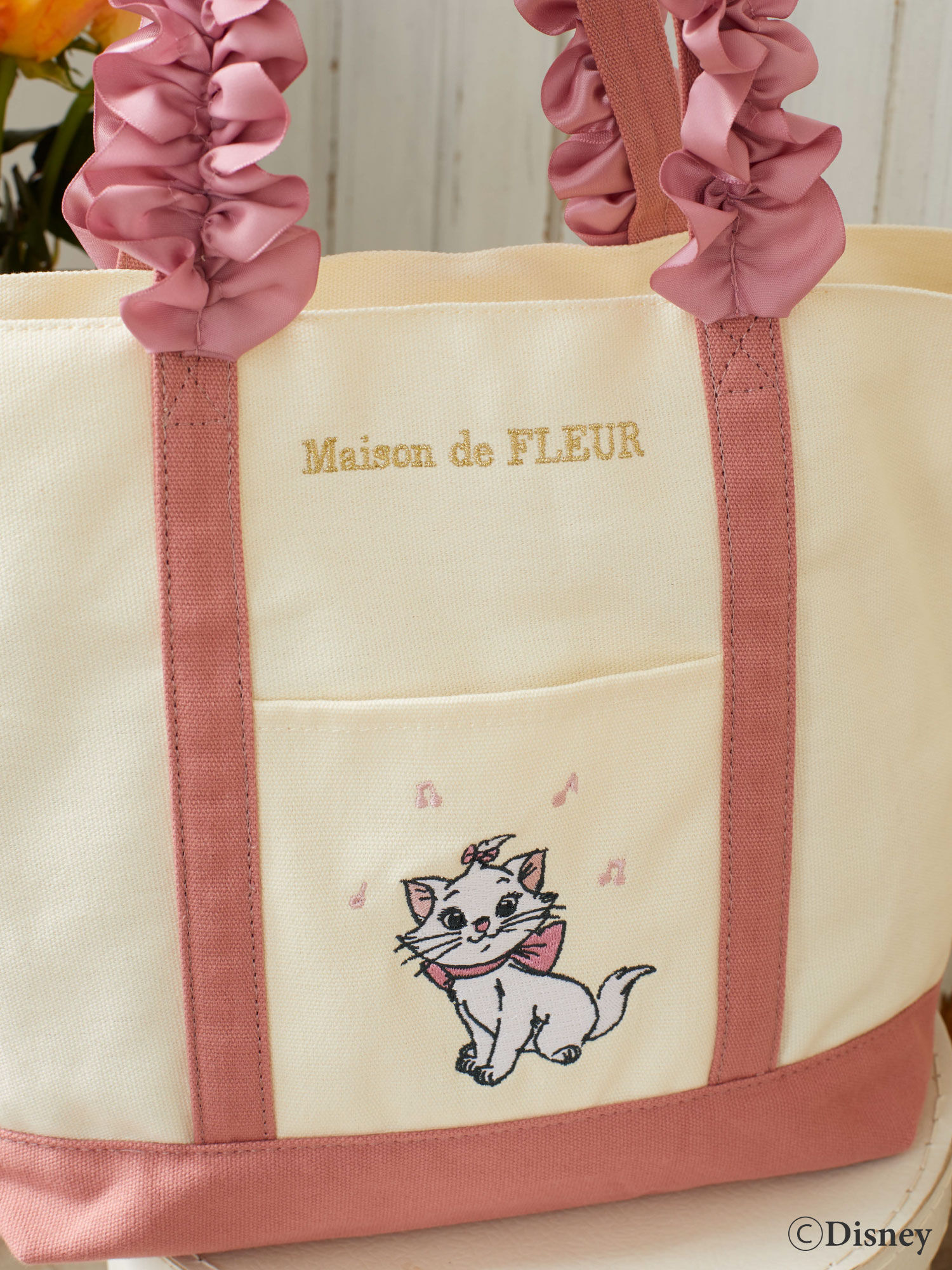 予備生産分】Disney Marie/フリルトートプチバッグ（ピンク） / Maison 