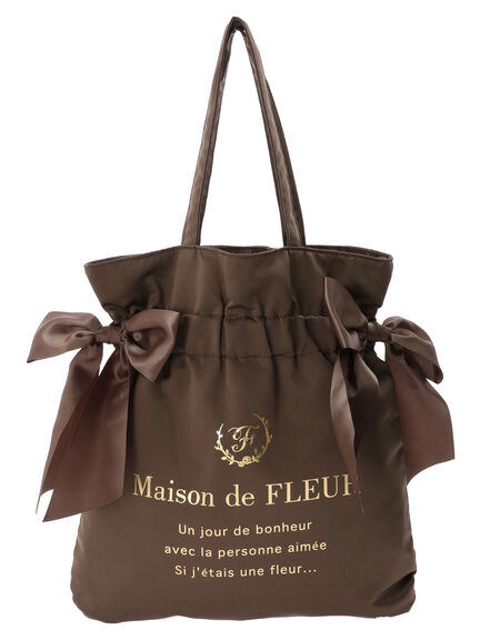 Maison de FLEUR(メゾンドフルール) |【下半期ランキング1位】ダブルリボンギャザートートバッグ(オリーブ)