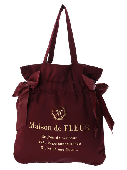 Maison de FLEUR(メゾンドフルール) |【下半期ランキング1位】ダブルリボンギャザートートバッグ(ワイン)