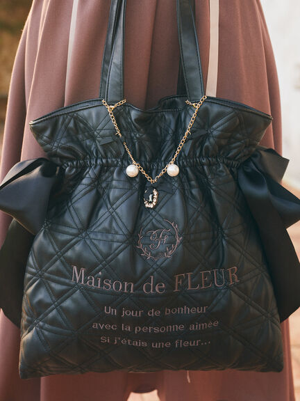 Maison de FLEUR(メゾンドフルール) |キルティングダブルリボントートバッグ