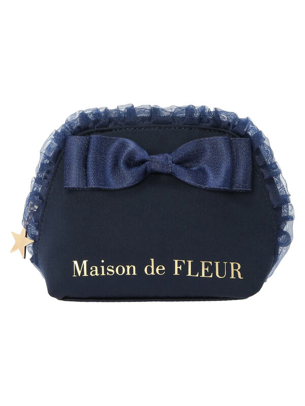 Maison de FLEUR パールビジュー合皮リボンロングポーチ イエロー