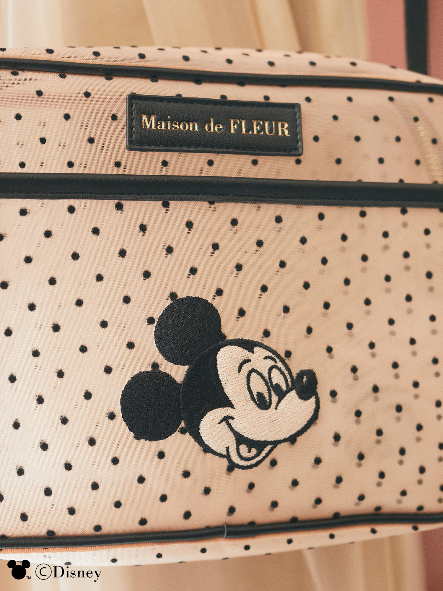 Mickey Mouse/ドットメッシュショルダー（ベージュ） / Maison de 
