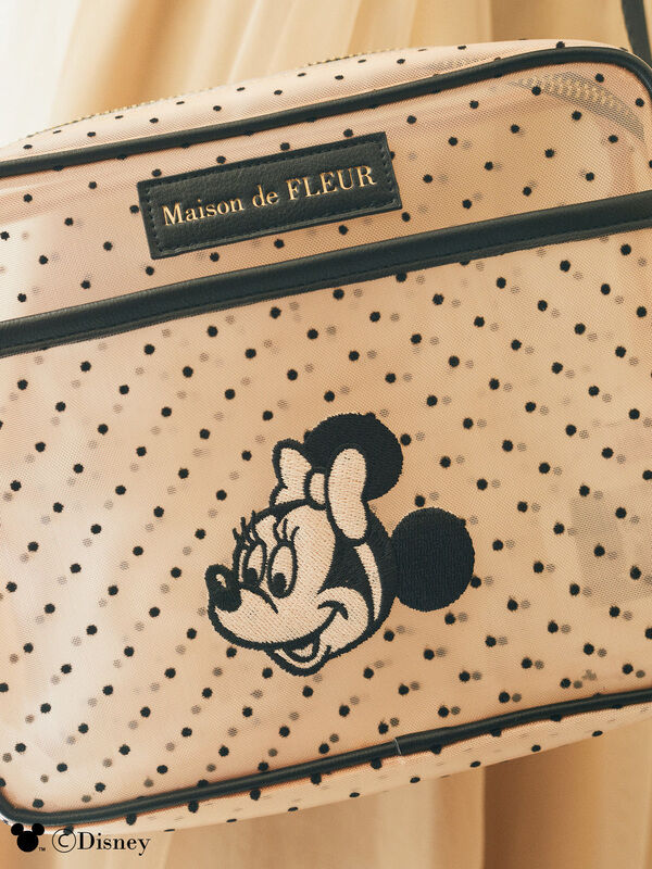 Minnie Mouse/ドットメッシュショルダー（ベージュ） / Maison de