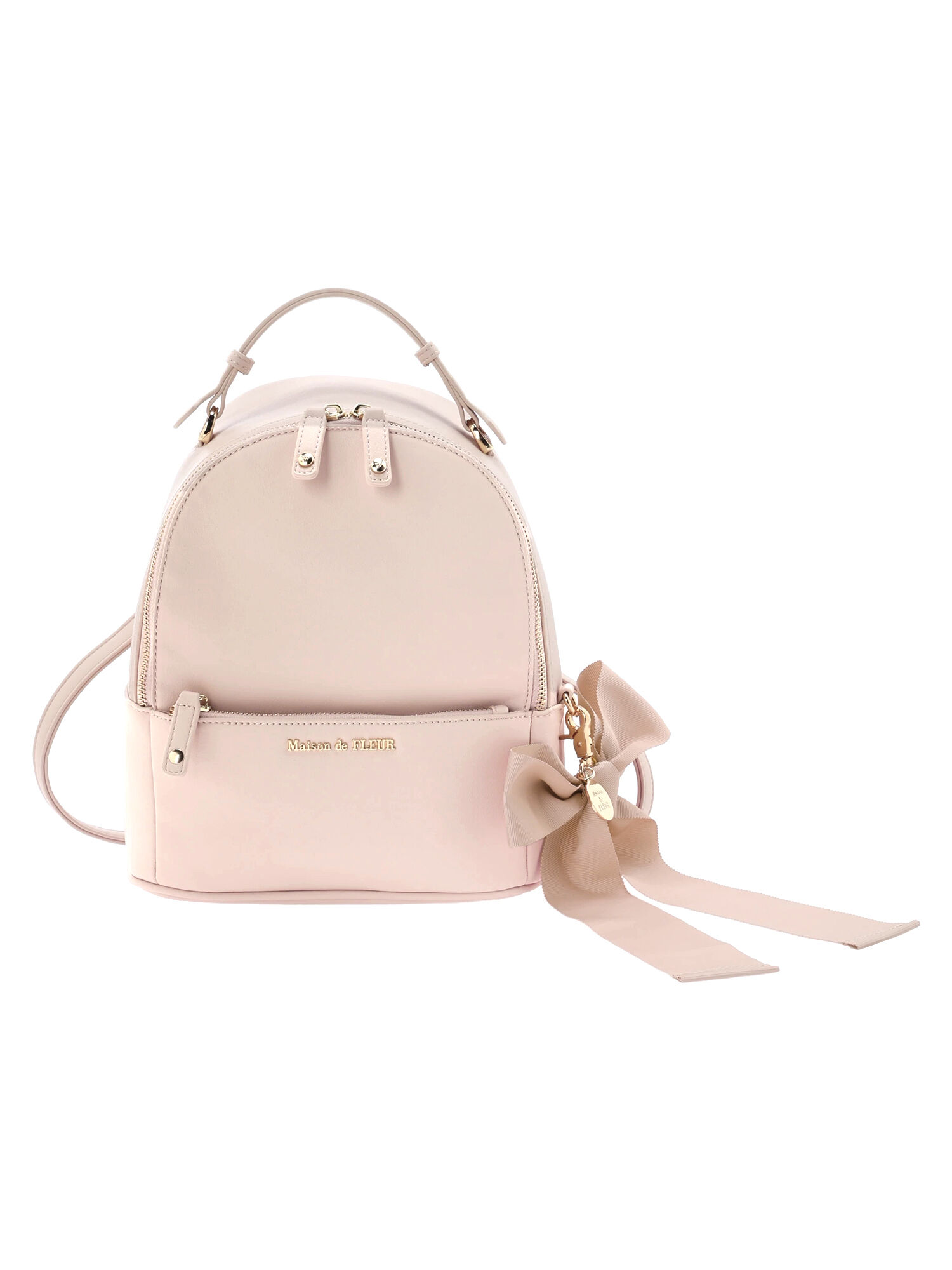 リボンMリュック（ブラック/ライトベージュ/ピンクベージュ） / Maison  