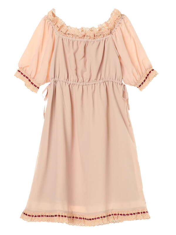 コットンレースオフショルワンピース アイボリー ピンクベージュ Maison De Fleur Petite Robe メゾンドフルール プチローブ のレディースワンピース 8d02l0h00 ファッション通販のstripe Club