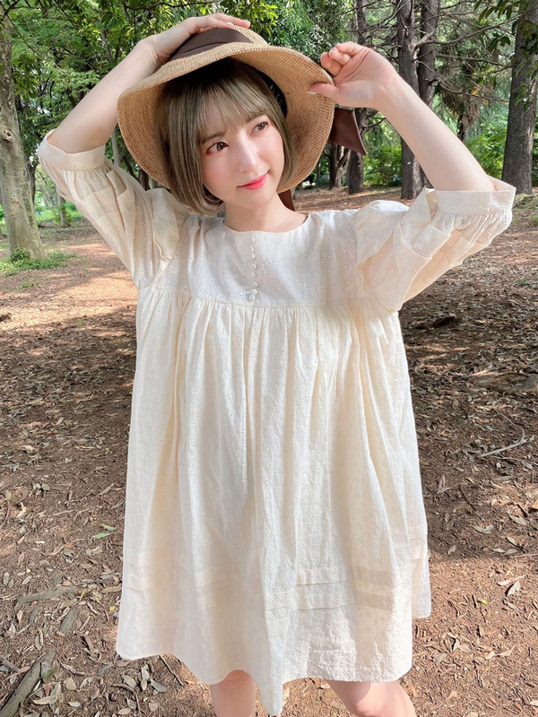 エンジェルショルダースモックワンピース オフホワイト オレンジ ミント Maison De Fleur Petite Robe メゾンドフルール プチローブ のレディースワンピース 8d02l0h0100 ファッション通販のstripe Club