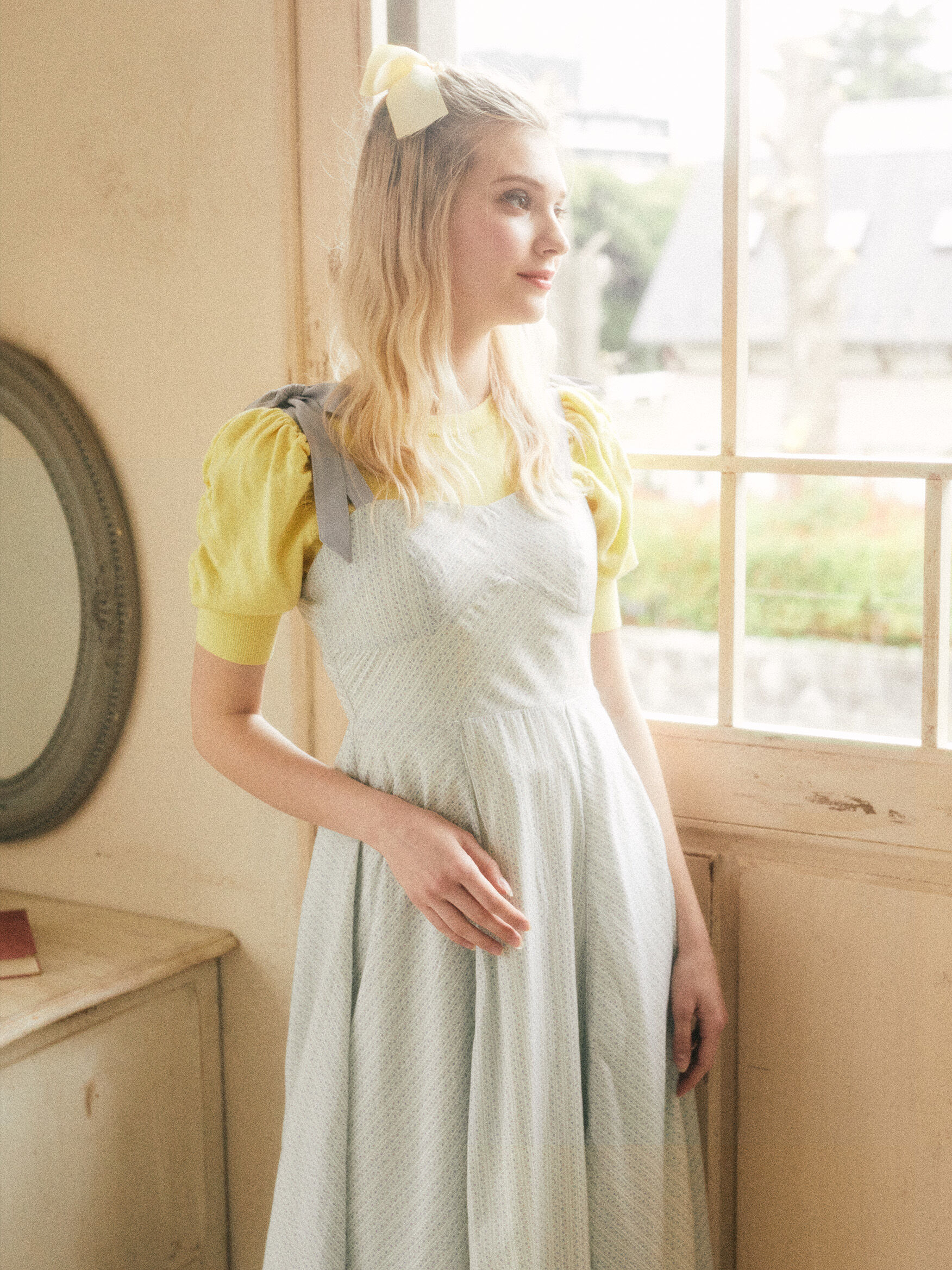 メゾンドフルール プチローブ 肩リボンチェック柄ドレス S Maison de FLEUR（メゾンドフルール）の「肩リボンチェック柄