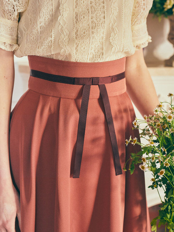 女の子の特権スカート（ピンク/ネイビー） / Maison de FLEUR Petite