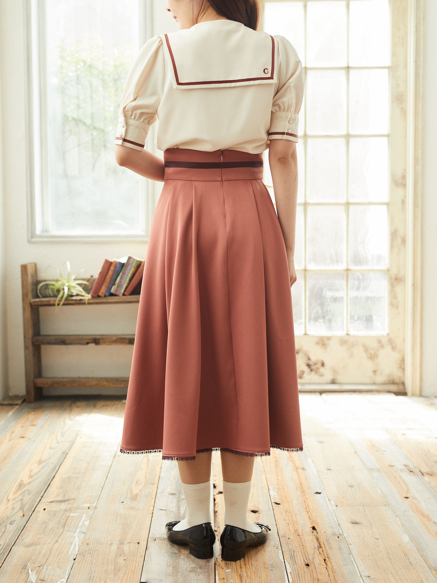 女の子の特権スカート（ピンク/ネイビー） / Maison de FLEUR Petite