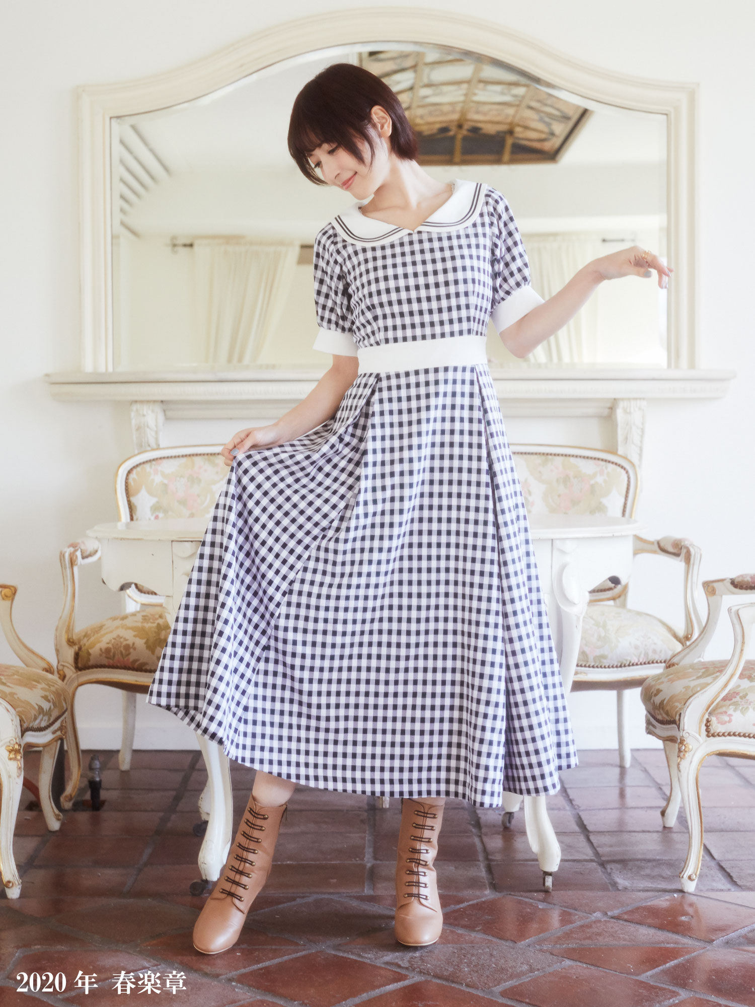 【復刻販売】セーラーカラーギンガムワンピース / Maison de FLEUR Petite Robe(メゾンドフルール プチローブ)のワンピース  ファッション通販のSTRIPE CLUB