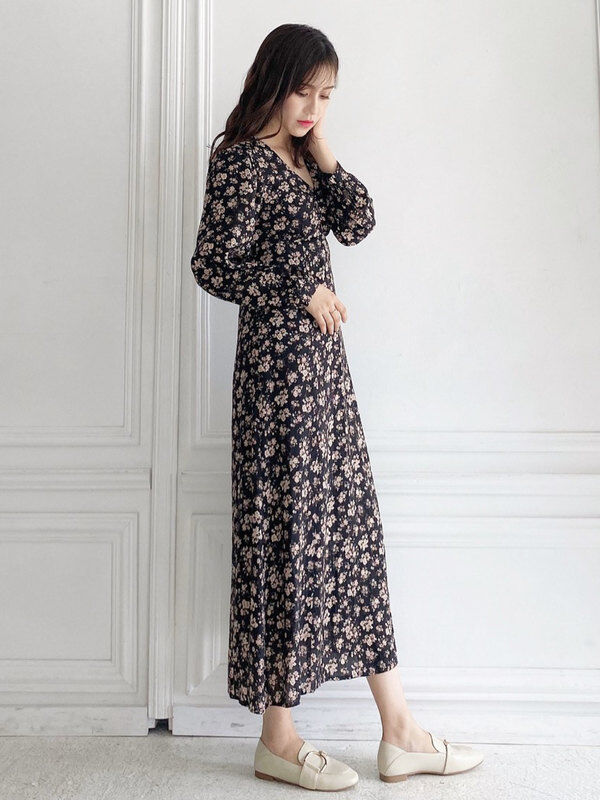 フロントシャーリング花柄ワンピース ブラック レッド Haluhiroine ハルヒロイン のレディースワンピース 8f94l0h0400 ファッション通販のstripe Club