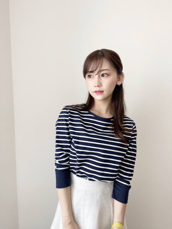 ボーダーロングtシャツ レッド ネイビー Haluhiroine ハルヒロイン のレディースカットソー Ml11l1c0500 ファッション通販のstripe Club