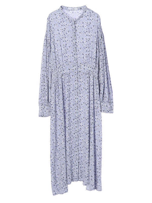 再入荷 大きいサイズ バンドカラーギャザーシャツワンピース フラワー Slurr スラー のレディースワンピース Ca11l0h10 ファッション通販のstripe Club