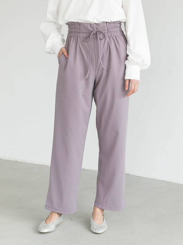 ウエストギャザーリボンジョーゼットパンツ ブラック ラベンダー グレイッシュピンク Slurr スラー のレディースパンツ Ca11l1f0100 ファッション通販のstripe Club
