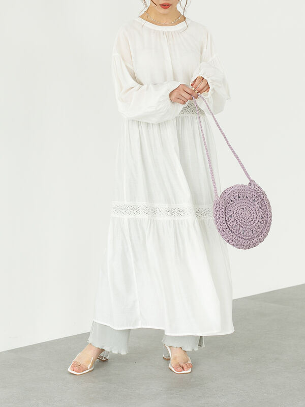 Mer 10月号掲載 レースティアードシアー前後2wayワンピース オフホワイト ベージュ ミント Slurr スラー のレディースワンピース Ca11l0h0500 ファッション通販のstripe Club