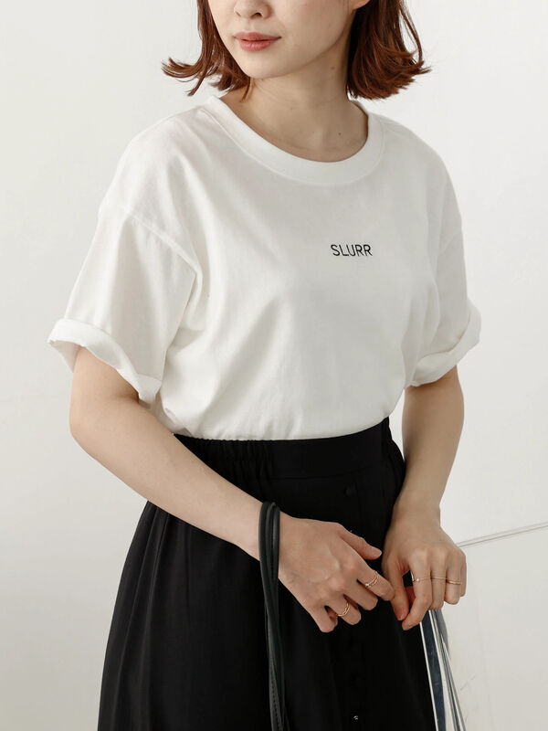 Slurrオーガニックコットンtシャツ ブラック ベージュ グレイッシュブルー グレイッシュピンク Slurr スラー のレディースtシャツ Ca12l1c00 ファッション通販のstripe Club