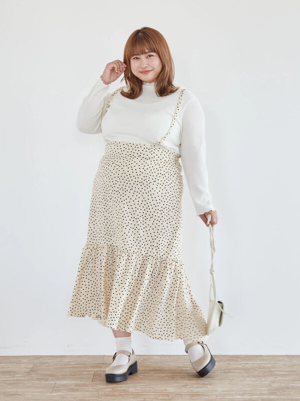 大きいサイズ ドットフリルマーメイドスカート ブラック ライトベージュ Slurr スラー のレディーススカート Ca14l0h0300 ファッション通販のstripe Club