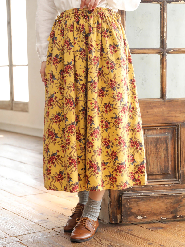 麦と花柄スカート チャコールグレー イエロー Sm2 サマンサモスモス のレディーススカート F01l046 ファッション通販のstripe Club