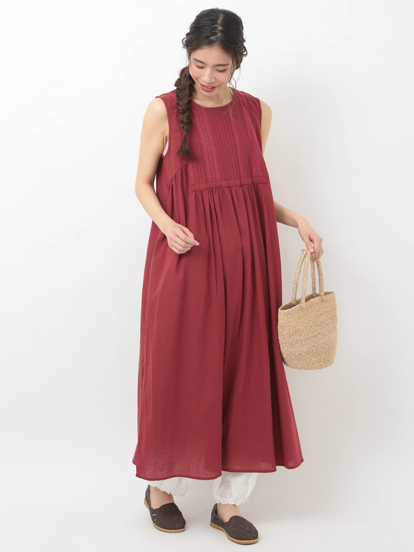 ノースリピンタックワンピース オフホワイト ブラック レッド Sm2 サマンサモスモス のレディースワンピース Fb92l0h0260 ファッション通販のstripe Club