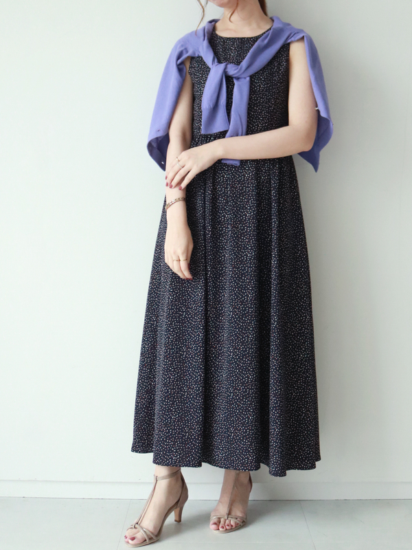 古着 総柄マキシ丈ワンピース ブラウン ネイビー Te Chichi テチチ のレディースワンピース Fc16l0h0560 ファッション通販のstripe Club