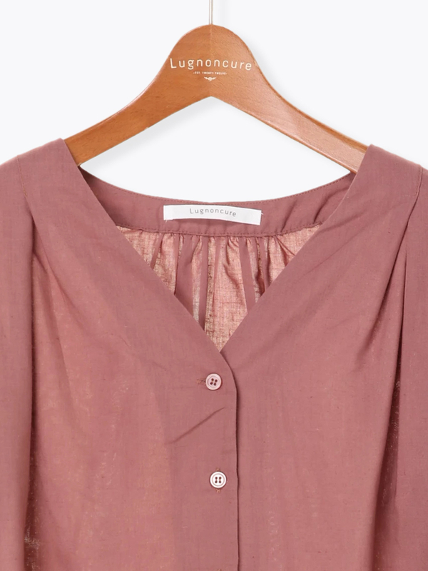 ノーカラーブラウス Ss オフホワイト ピンク グリーン ネイビー Lugnoncure ルノンキュール のレディースシャツ ブラウス Fd03l0a1260 ファッション通販のstripe Club