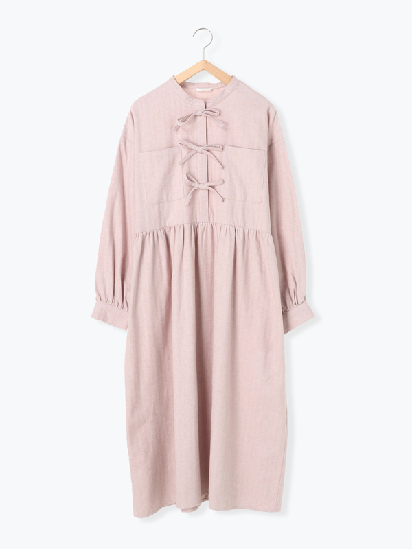 古着 リボン開きワンピース チャコールグレー モカ グリーン Ehka Sopo エヘカソポ のレディースワンピース Ff07l0h1060 ファッション通販のstripe Club