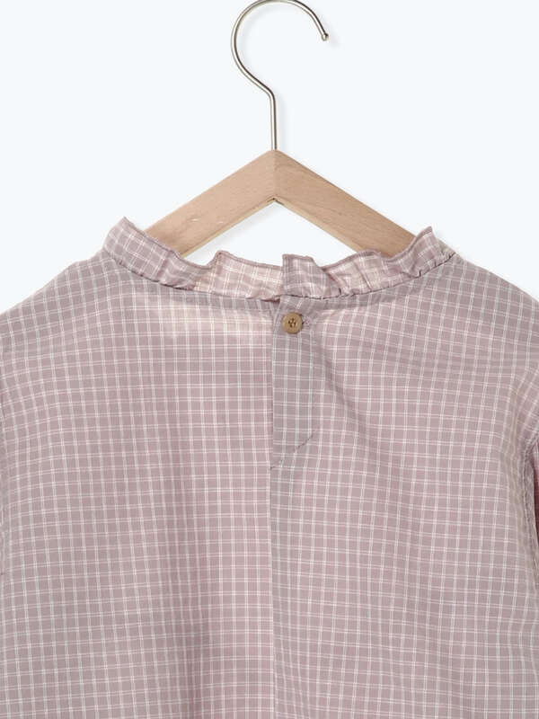 チェックフリルブラウス アイボリー オフホワイト ラベンダー Ehka Sopo エヘカソポ のレディースシャツ ブラウス Ff07l0a1360 ファッション通販のstripe Club