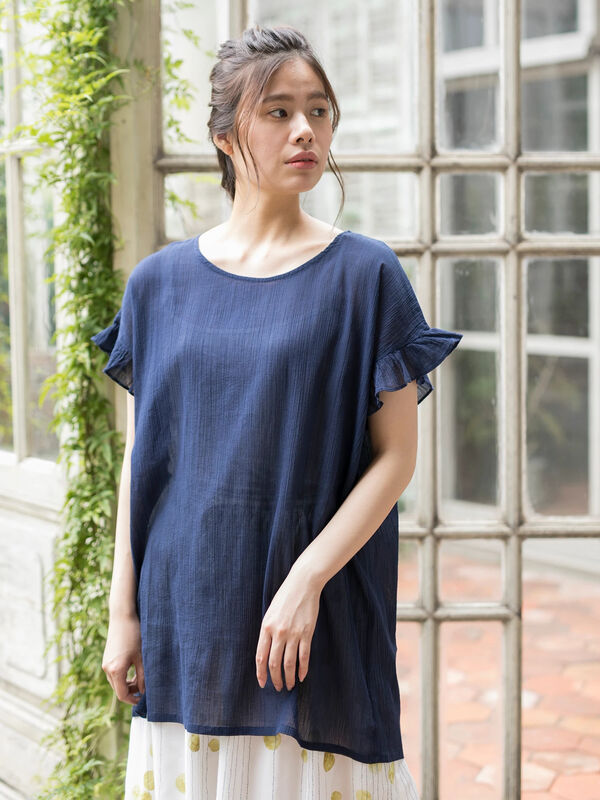 アウトレット 楊柳袖フリルブラウス チャコールグレー ベージュ イエロー ネイビー Sm2 Boyish サマンサモスモスボーイッシュ のレディースシャツ ブラウス F6186a ファッション通販のstripe Club