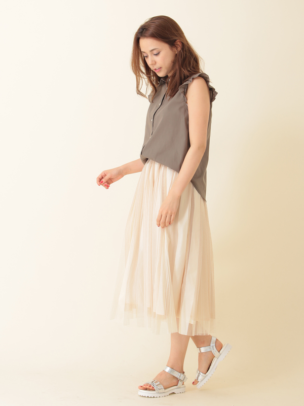 ストライプチュールスカート オフホワイト ブラック ベージュ カーキ Te Chichi M テチチ のレディーススカート F1162l107 ファッション通販のstripe Club