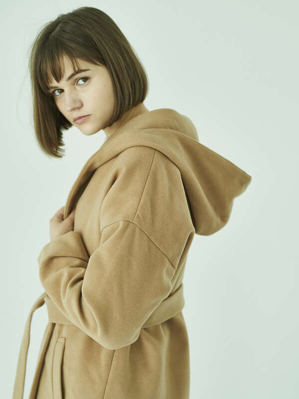 アウトレット ヒルナンデス紹介商品 フーディッドガウンコート アイボリー 杢ライトグレー ブラック ベージュ American Holic アメリカンホリック のレディースコート H0174i ファッション通販のstripe Club