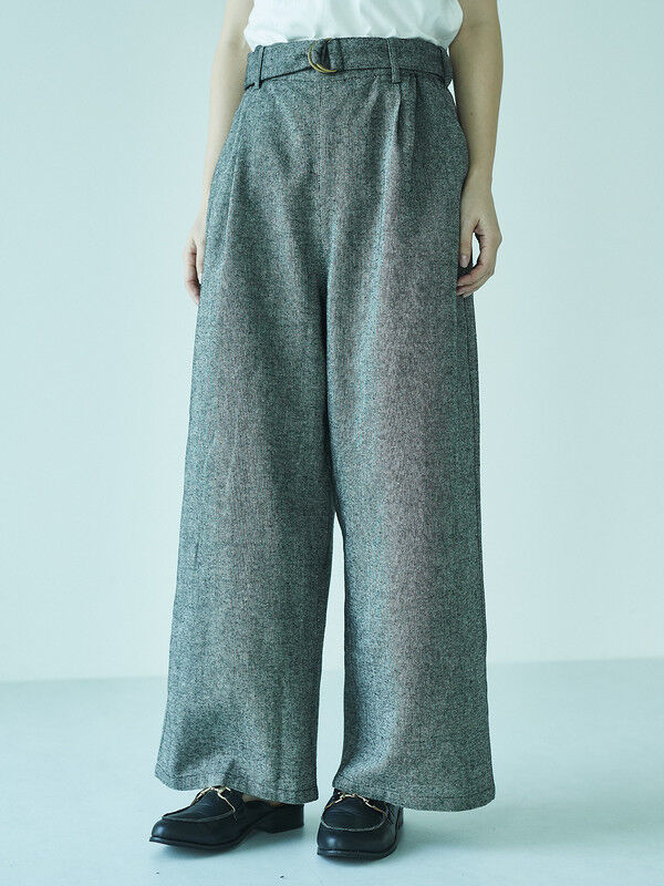 アウトレット ツイードワイドパンツ ライトグレー チャコールグレー ブラウン American Holic アメリカンホリック のレディースパンツ H0174f ファッション通販のstripe Club