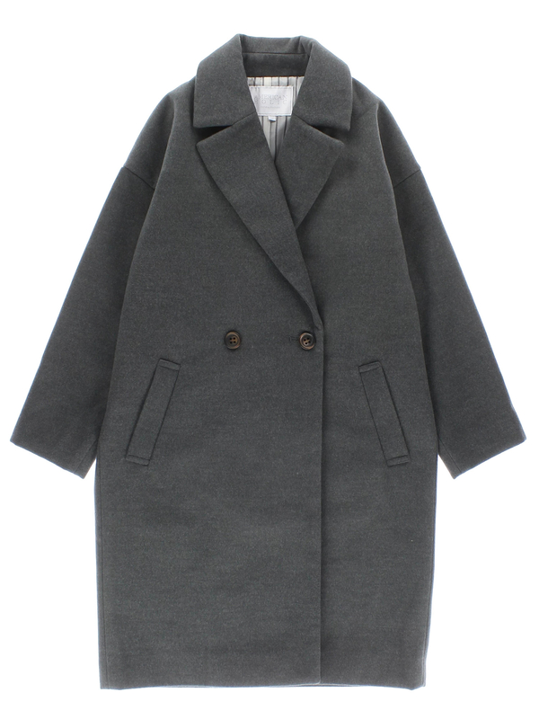 アウトレット 古着 Newドロップショルダーコート チャコールグレー ボルドー American Holic アメリカンホリック の レディースコート H0174i ファッション通販のstripe Club