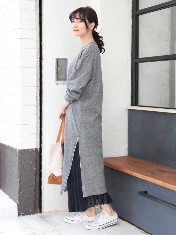 アウトレット サイドzipミニ裏毛ワンピース 杢ホワイト 杢ライトグレー 杢ダークグレー American Holic アメリカンホリック のレディースワンピース Ha91l1h06 ファッション通販のstripe Club