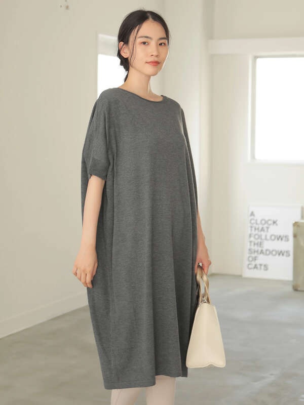 アウトレット 5分袖ドルマンニットワンピース 杢ダークグレー ベージュ ブラウン ブルー American Holic アメリカンホリック のレディースワンピース Ha93l2h0130 ファッション通販のstripe Club