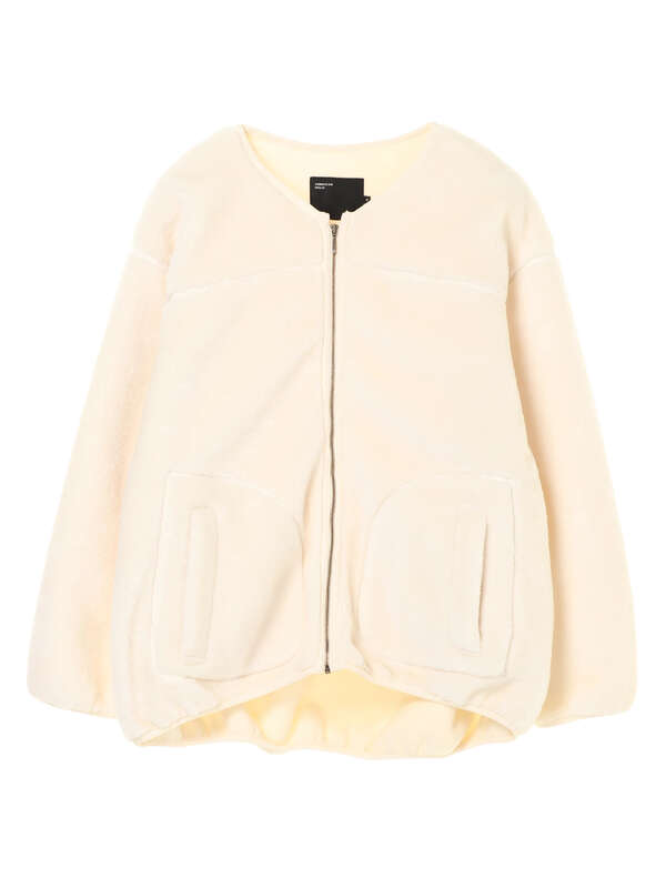 アウトレット ノーカラーボアショートコート アイボリー ブラック モカ チェック American Holic アメリカンホリック のレディースブルゾン Ha94l0z00 ファッション通販のstripe Club