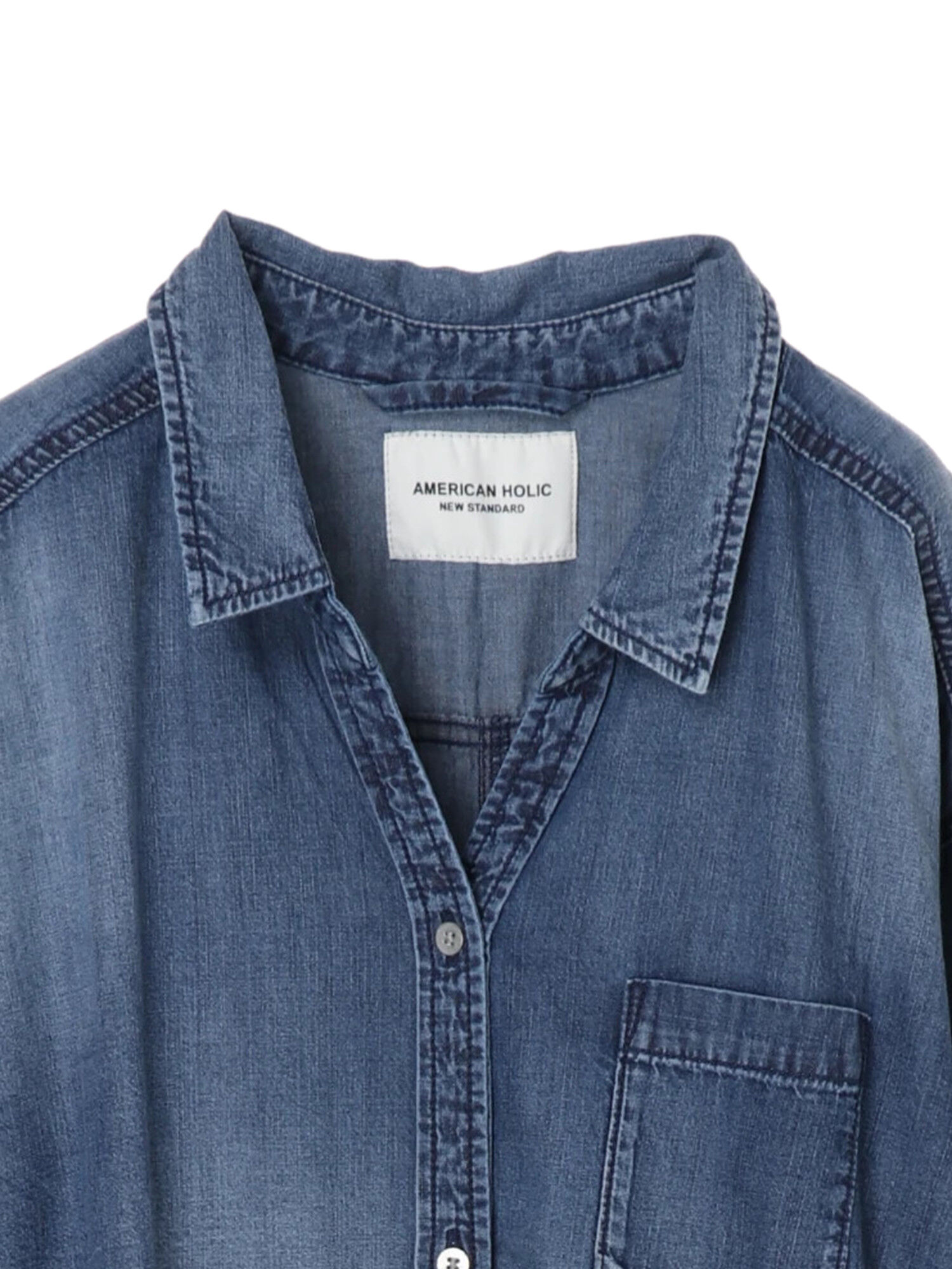 アウトレット ライトデニムシャツワンピース インディゴ American Holic アメリカンホリック のレディースワンピース Ha01l0h0100 ファッション通販のstripe Club