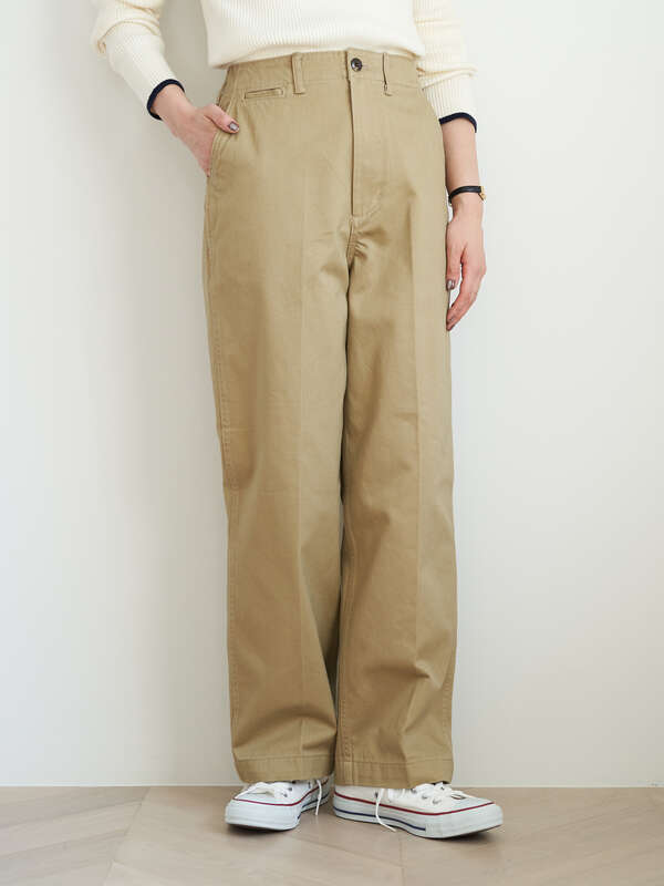 アウトレット 綿ツイルワイドパンツ アイボリー ベージュ ネイビー ギンガムチェック チェックネイビー チェックアイボリー American Holic アメリカンホリック のレディースパンツ Ha01l0f4000 ファッション通販のstripe Club