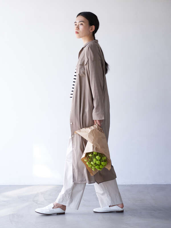 アウトレット Mamagirl 春号p46掲載 Wポケット開襟シャツワンピース チャコールグレー ライトベージュ モカ ストライプ ドット American Holic アメリカンホリック のレディースワンピース Ha01l0h0600 ファッション通販のstripe Club