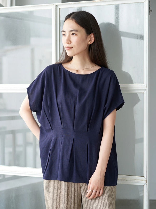 アウトレット 2way Vネックウエストタックブラウス ライトベージュ キャメル グリーン ネイビー ドット ストライプネイビー チェックブラック ストライプブルー American Holic アメリカンホリック のレディースシャツ ブラウス Ha06l0a0500 ファッション