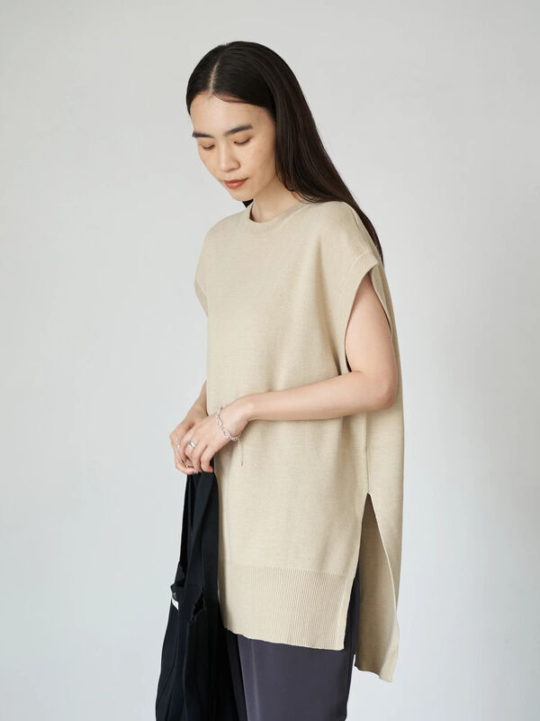 アウトレット クルーネックサイドスリットニットベスト ブラック ライトベージュ ブラウン American Holic アメリカンホリック のレディースベスト Ha03l2x0190 ファッション通販のstripe Club