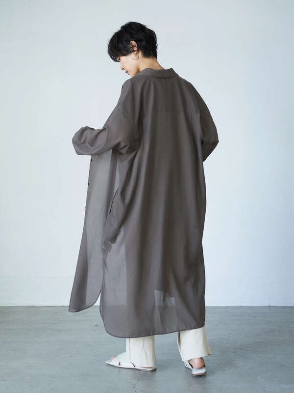 アウトレット 古着 シアーbigシャツワンピース ライトグレー チャコールグレー ブラウン American Holic アメリカンホリック のレディースワンピース Ha03l0h0690 ファッション通販のstripe Club