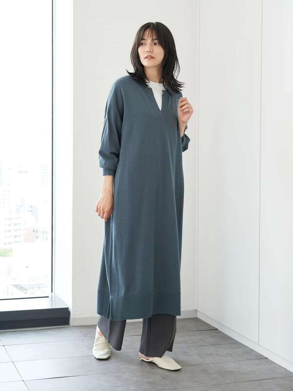 アウトレット Vネックドロップショルダーニットワンピース ブラック グレーベージュ ブラウン ブルー American Holic アメリカンホリック のレディースワンピース Ha04l2h0190 ファッション通販のstripe Club