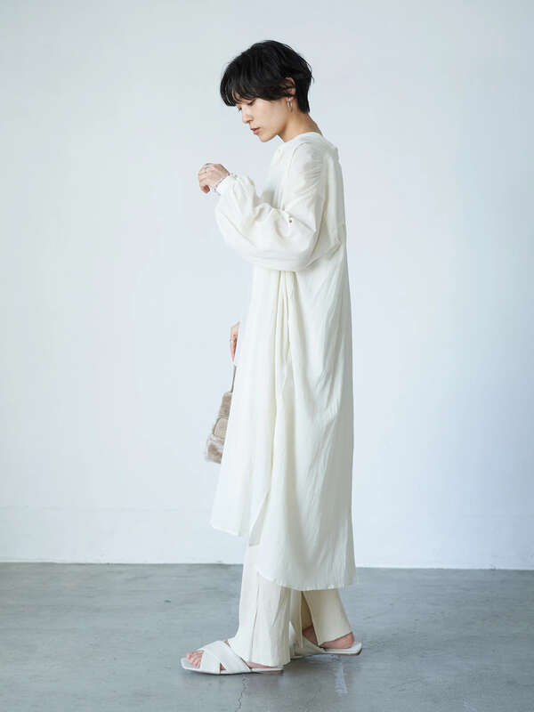 アウトレット 古着 前後ボタンスタンドカラーギャザー2wayワンピース アイボリー チャコールグレー グレーベージュ フラワー American Holic アメリカンホリック のレディースワンピース Ha03l0h1090 ファッション通販のstripe Club